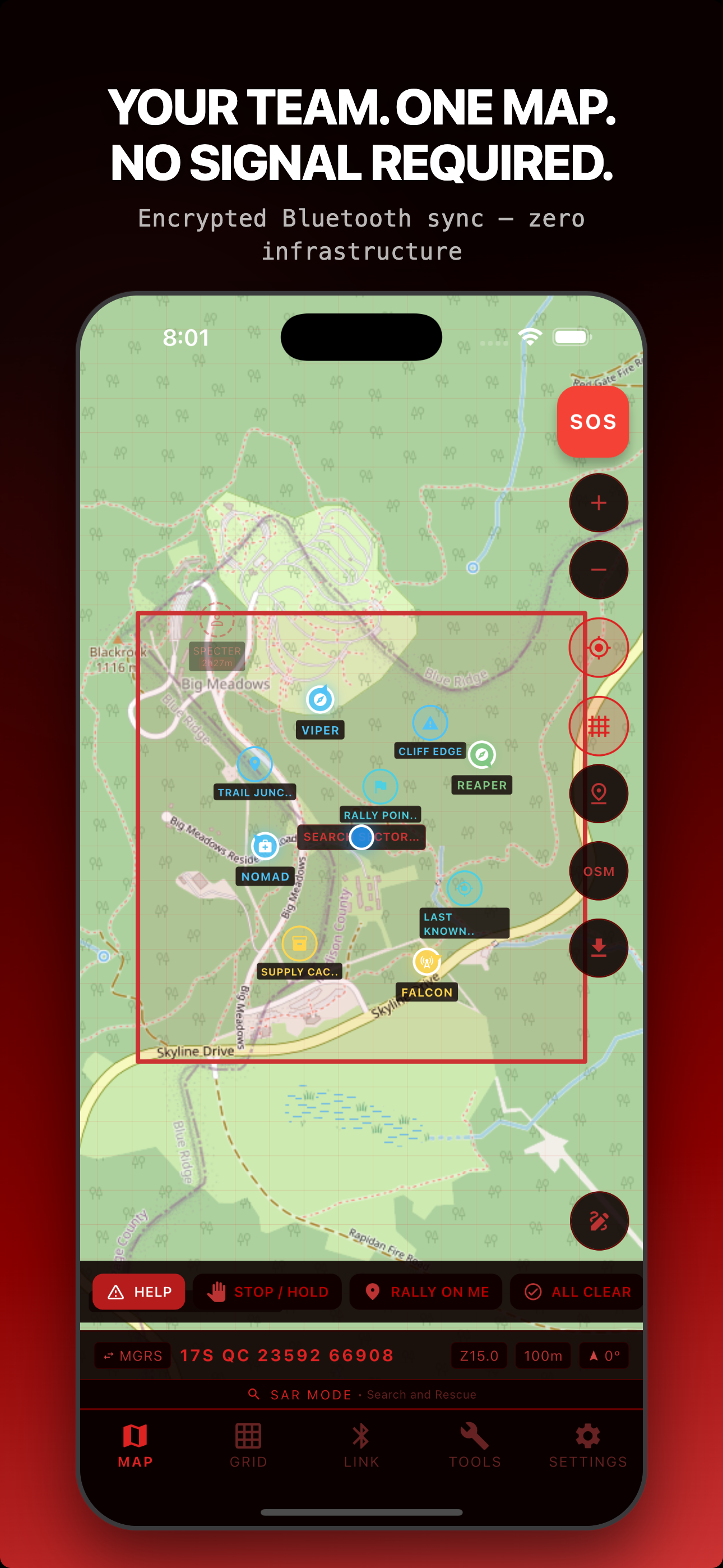 Mappa di squadra con posizioni dei peer