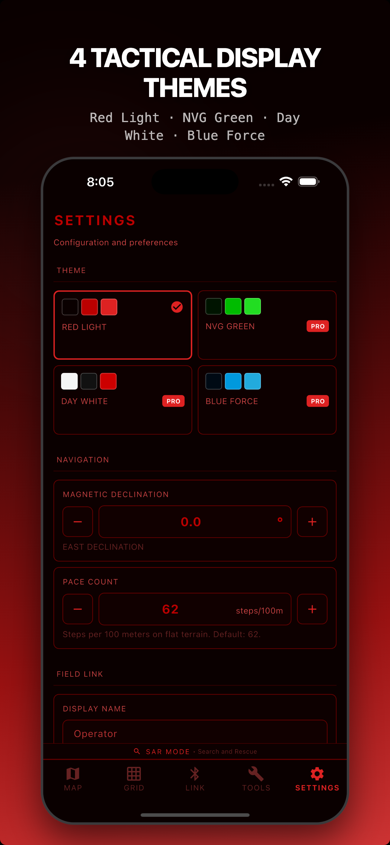 4 temi di display tattico