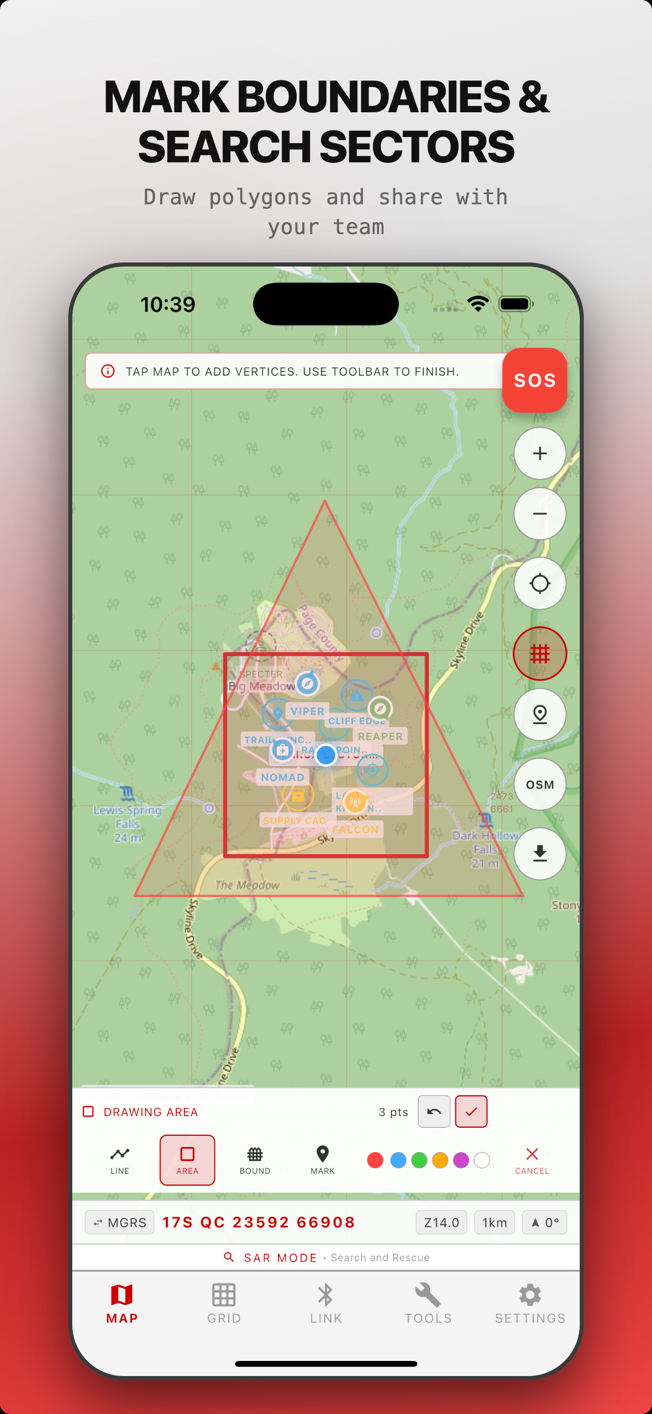 Tracciamento poligono area di ricerca