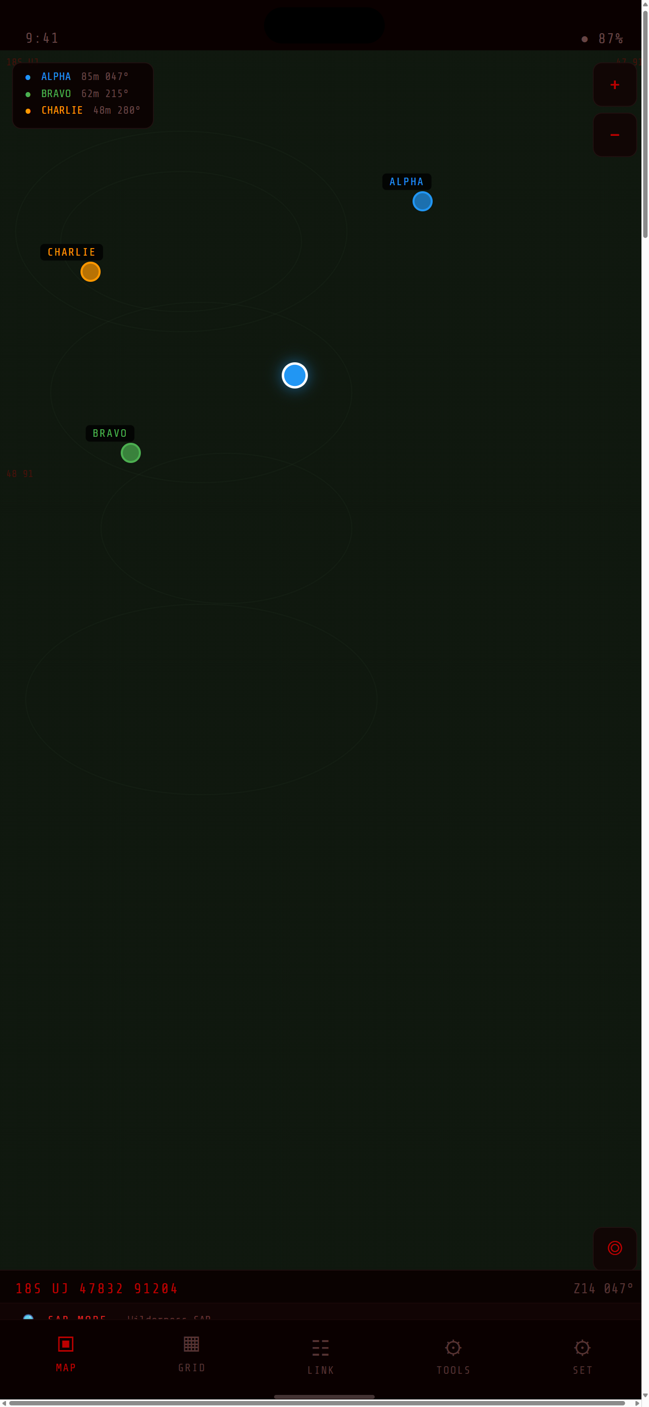 Map with team positions