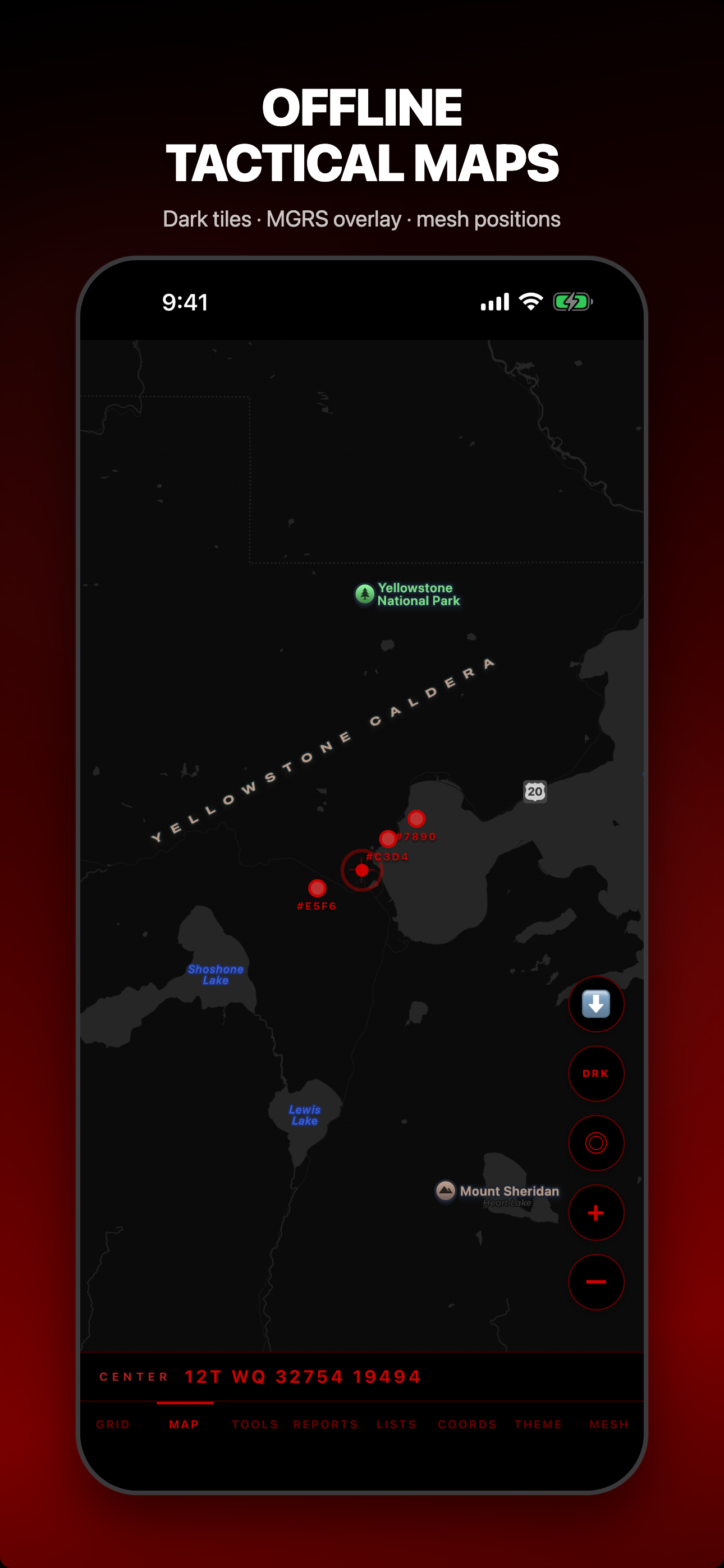 Cartes tactiques hors ligne avec positions Meshtastic