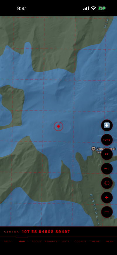 Mesh.com Map Free Offline MGRS GPS & Military Land Navigation — Red Grid MGRS