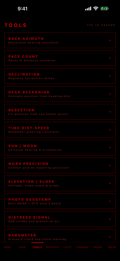 Military Navigation Tools Free Offline MGRS GPS & Military Land Navigation — Red Grid MGRS